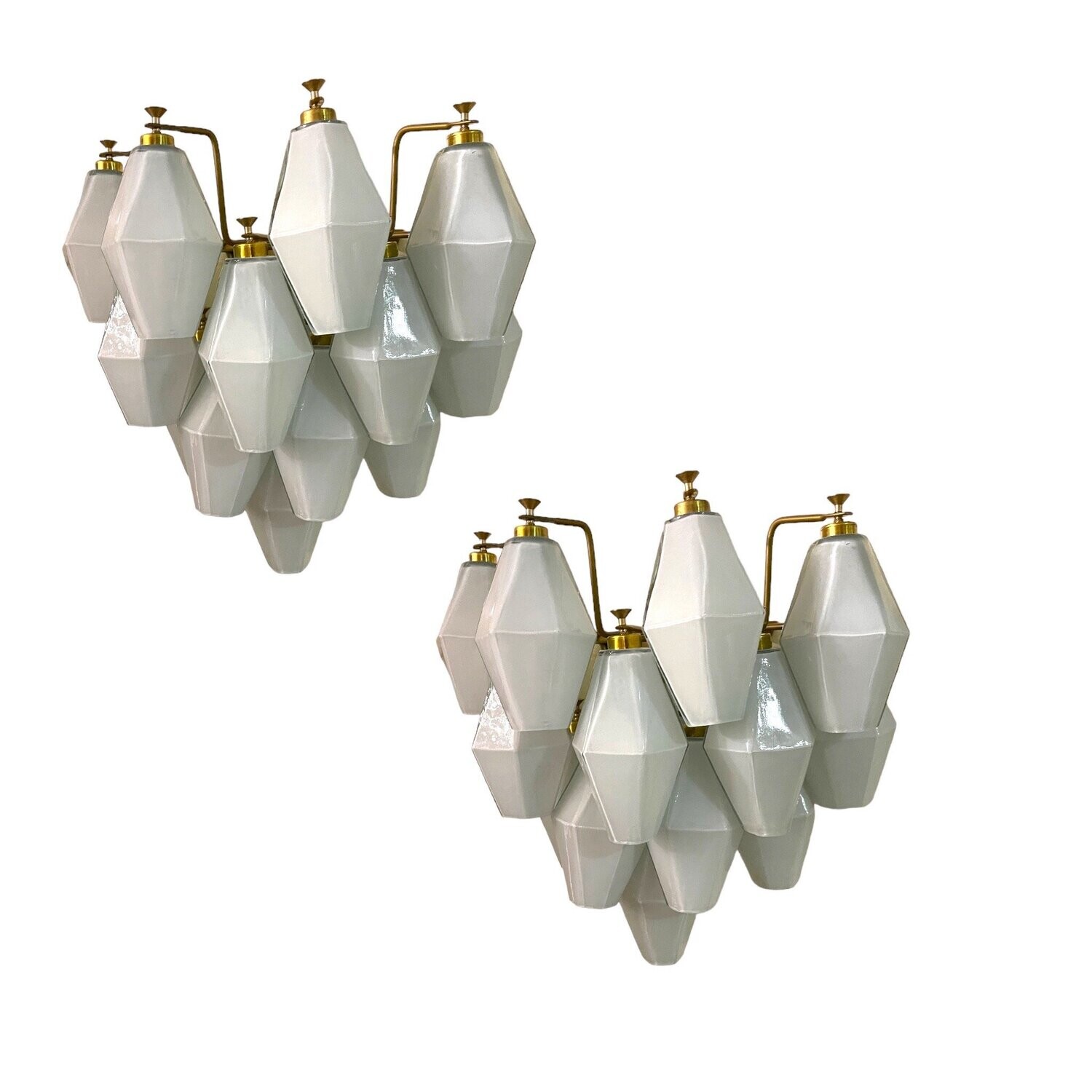 White Polygon Opaline Glass Sconces Set of 2