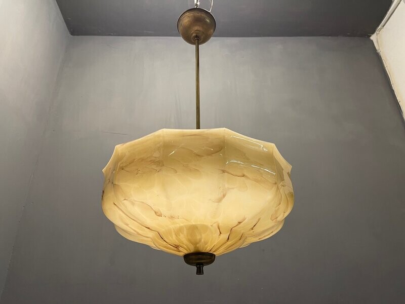 Opaline Glass Pendant Light, 1940s