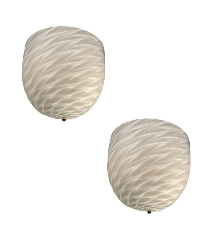 White Murano Glass Sconces by Diaz De Santillana, 1970s, Set of 2