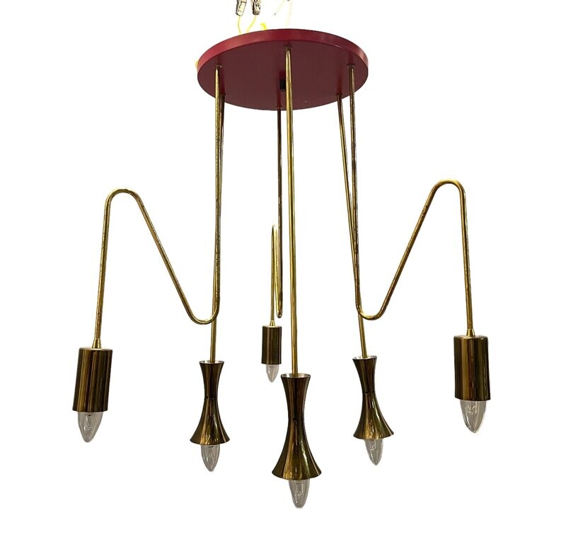 Red Brass Pendant Light from Stilnovo, 1950s