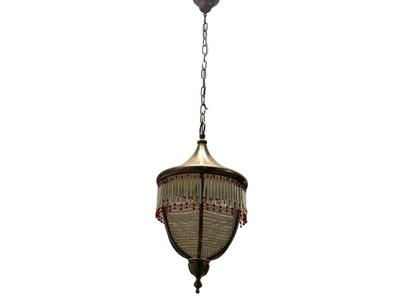 Vintage Crystal Beaded Light Pendant, 1950s