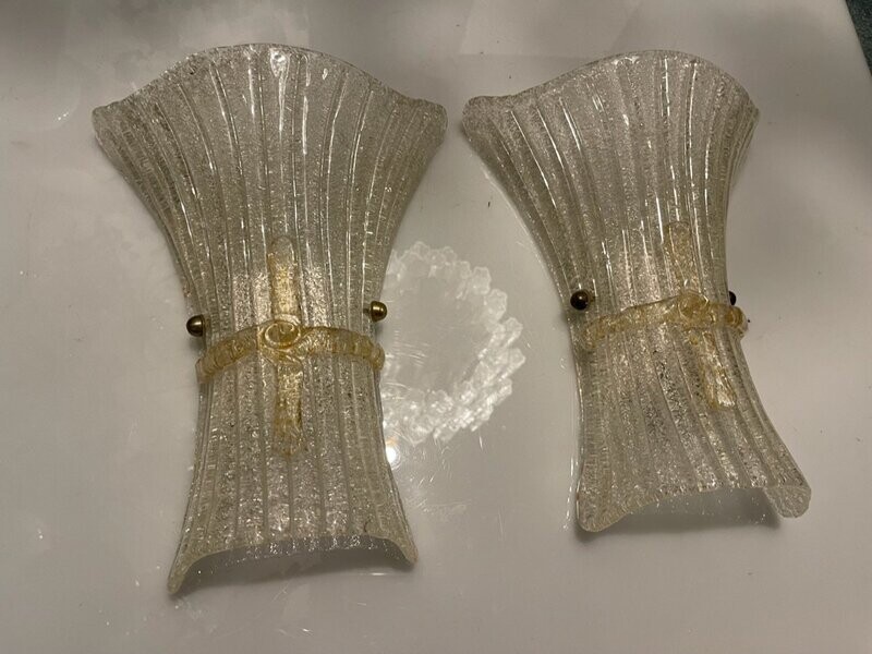 Large Murano Glass Sconces, 1980s, Set of 2