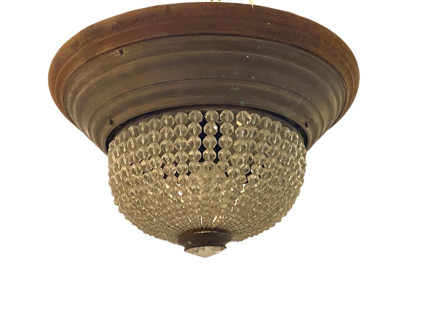 Vintage Crystal Beaded Flush Mount, 1940s