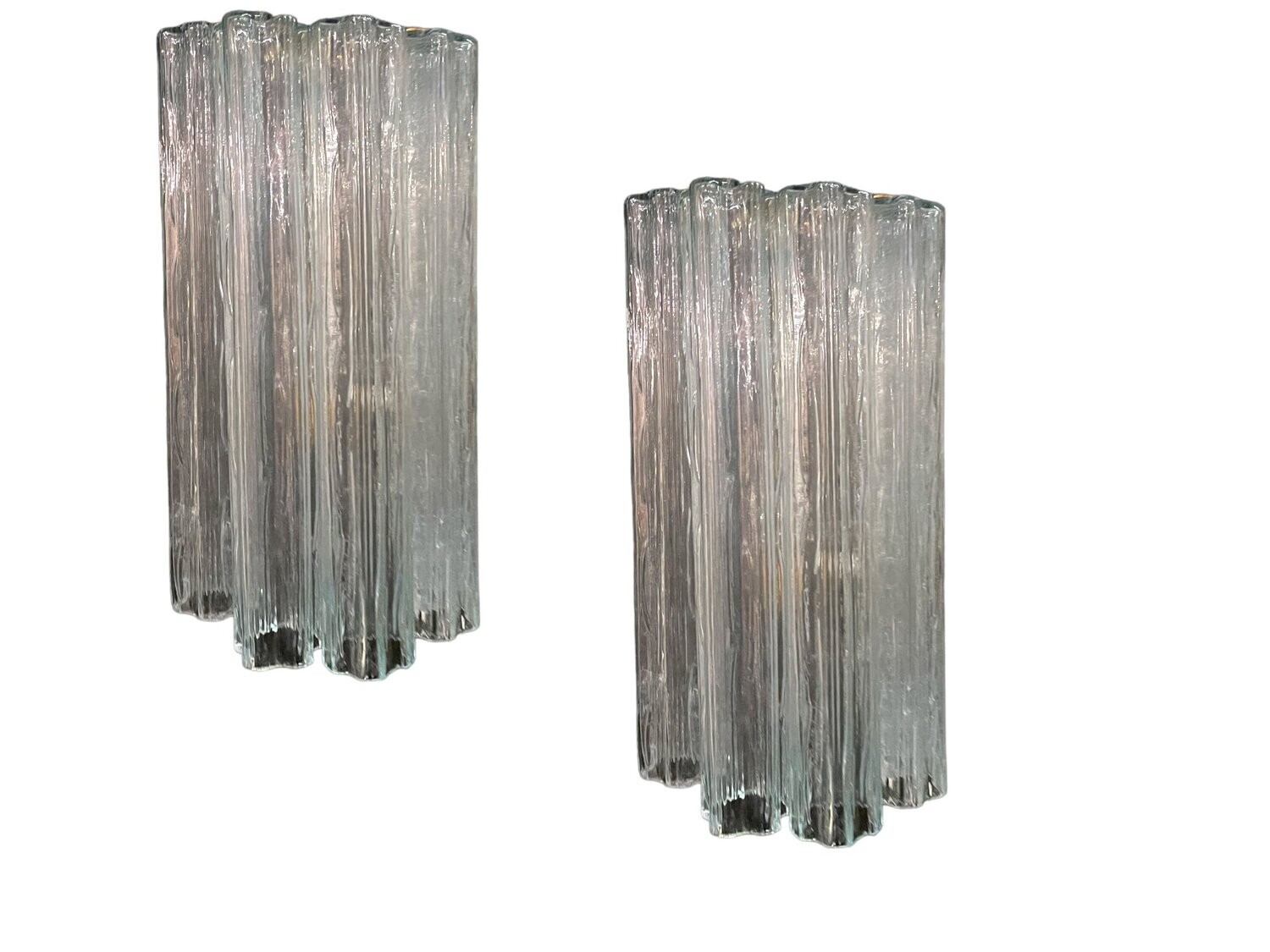 Large Murano Glass Tube Tronchi Sconces, 1980s, Set of 2