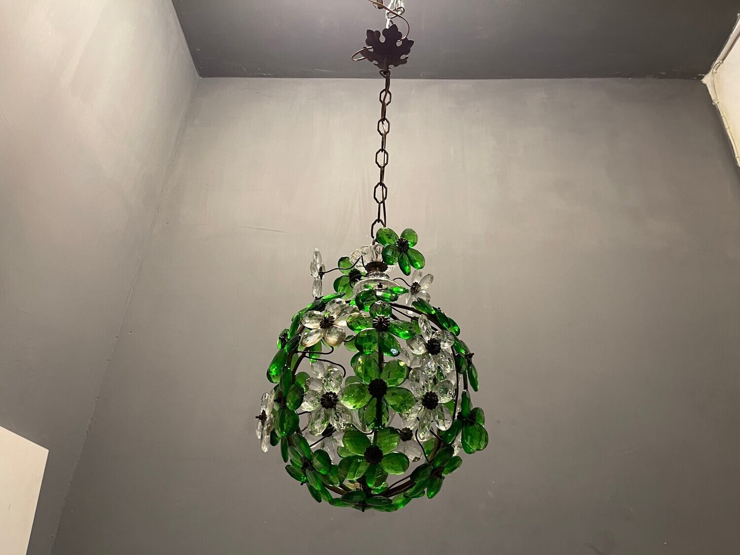 Vintage Green Murano Flower Light Pendant , 1960s