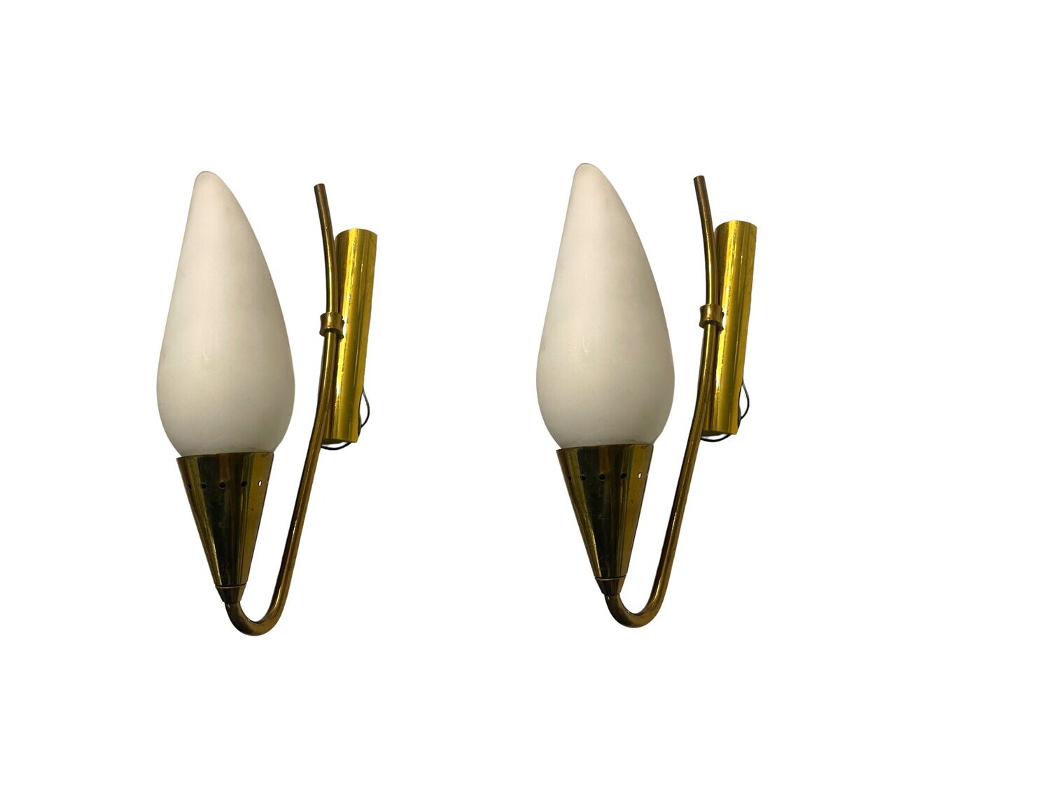 Opaline Glass Sconces, 1950s, Set of 2