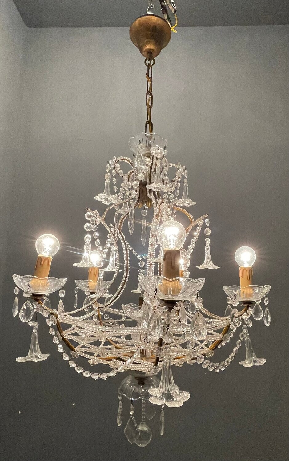 Vintage Murano Flower Crystal Chandelier