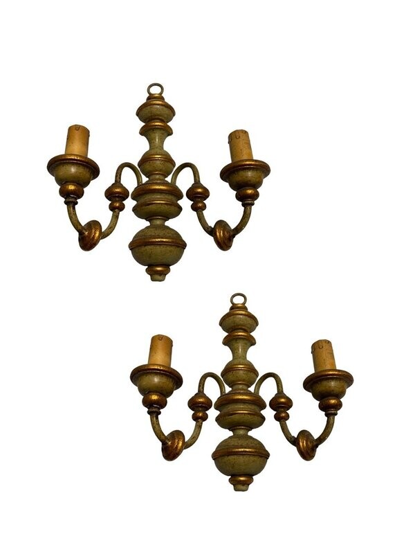 Italian Wooden Sconces, 1970s, Set of 2