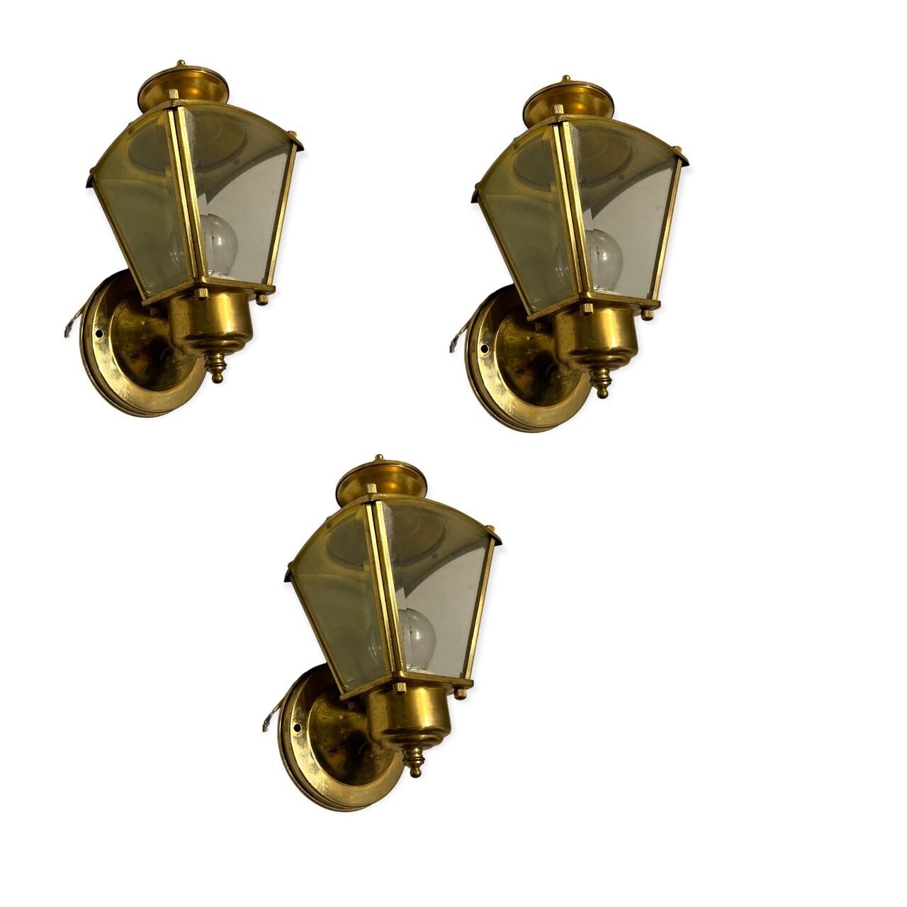 Italian Brass Sconces, 1970s, Set of 3