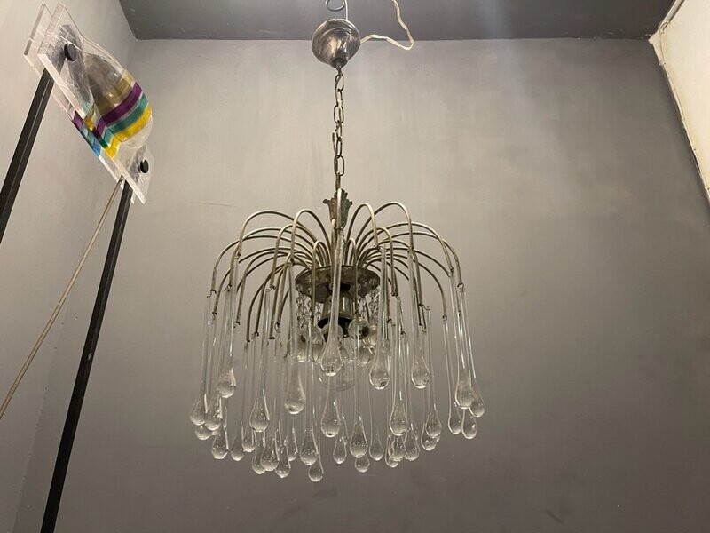 Murano Glass Drop Waterfall Chandelier, 1960s