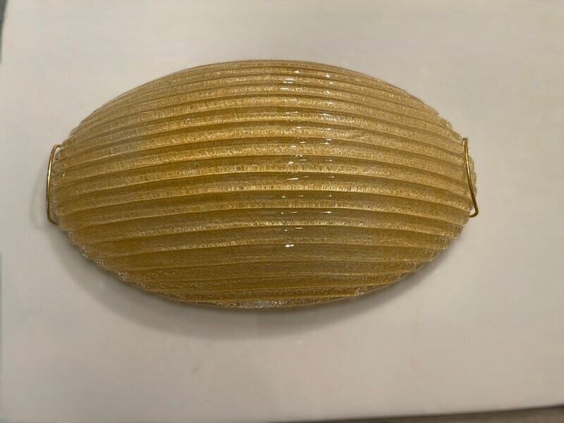 Murano Gold Glass Ceiling Light Flushmount, 1970s