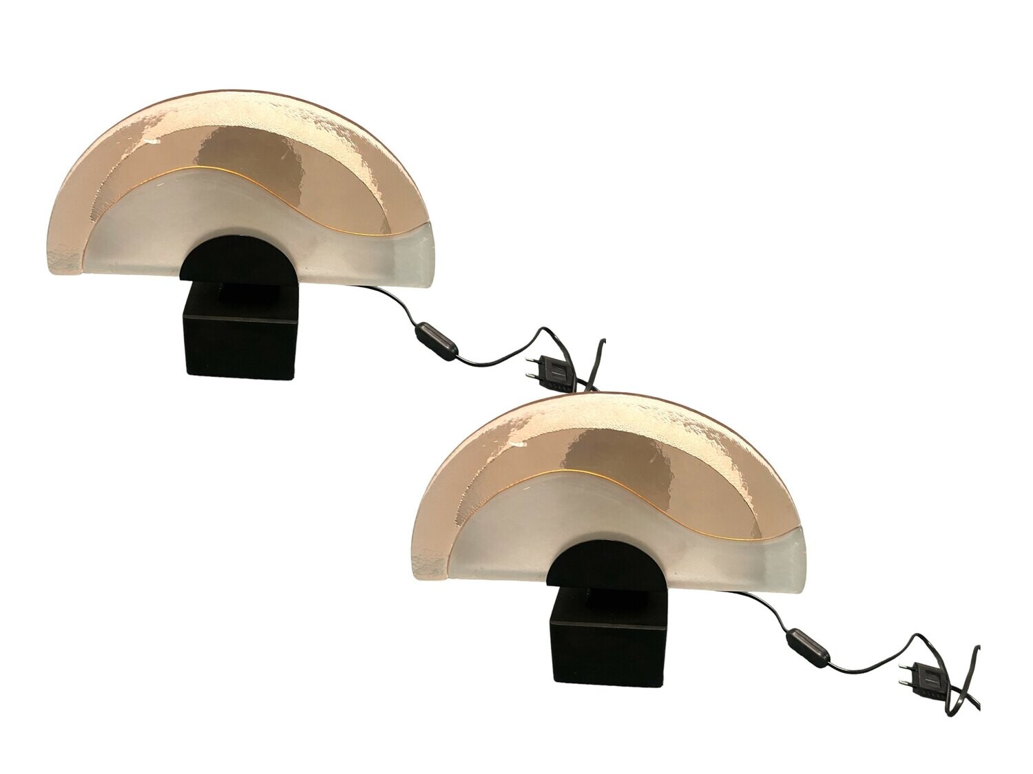 Italian Architectural Murano Glass Table Lamps, 1980s, Set of 2