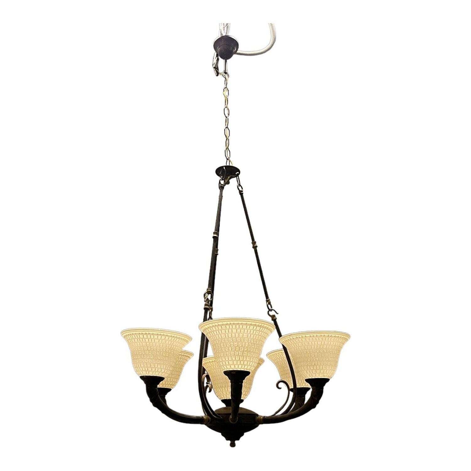 Large Vintage Bronze Murano Glass Chandelier, 1960s
