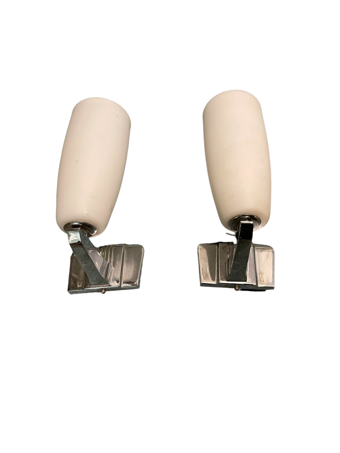 Chrome &amp; Opaline Glass Sconces, 1970s, Set of 2