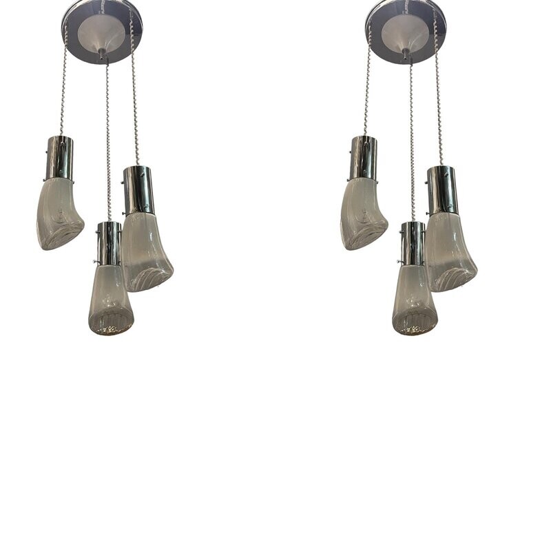 Mid-Century Murano Glass Pendant Lights, 1970s, Set of 2