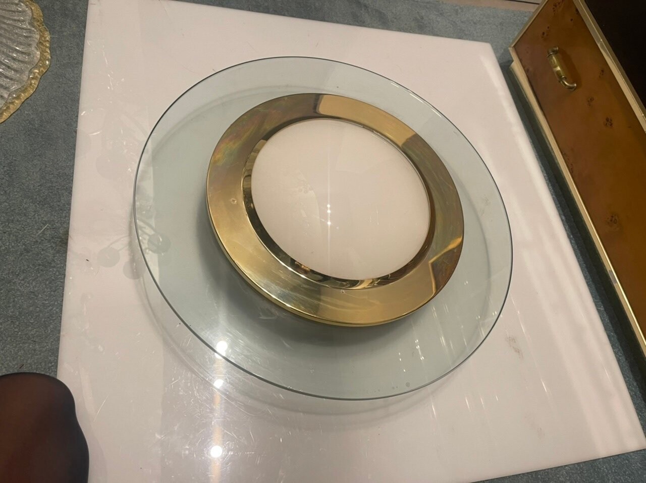 Large Glass Brass Flushmount
