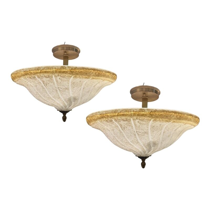 Murano Glass Light Pendants, 1980s, Set of 2