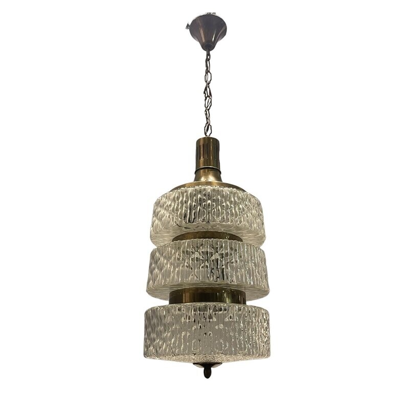 Mid-Century Crystal Light Pendant, 1970s