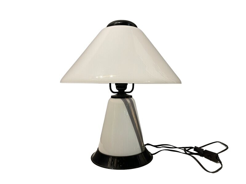 Black and White Table Lamp in Murano Glass, 1980s