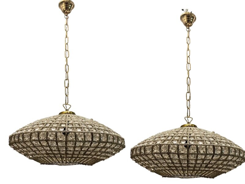 Crystal Beaded Light Pendants, 1980s, Set of 2