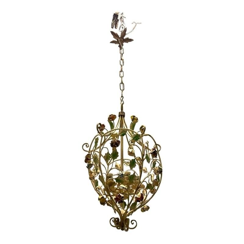 Italian Tole Flower Chandelier, 1960s