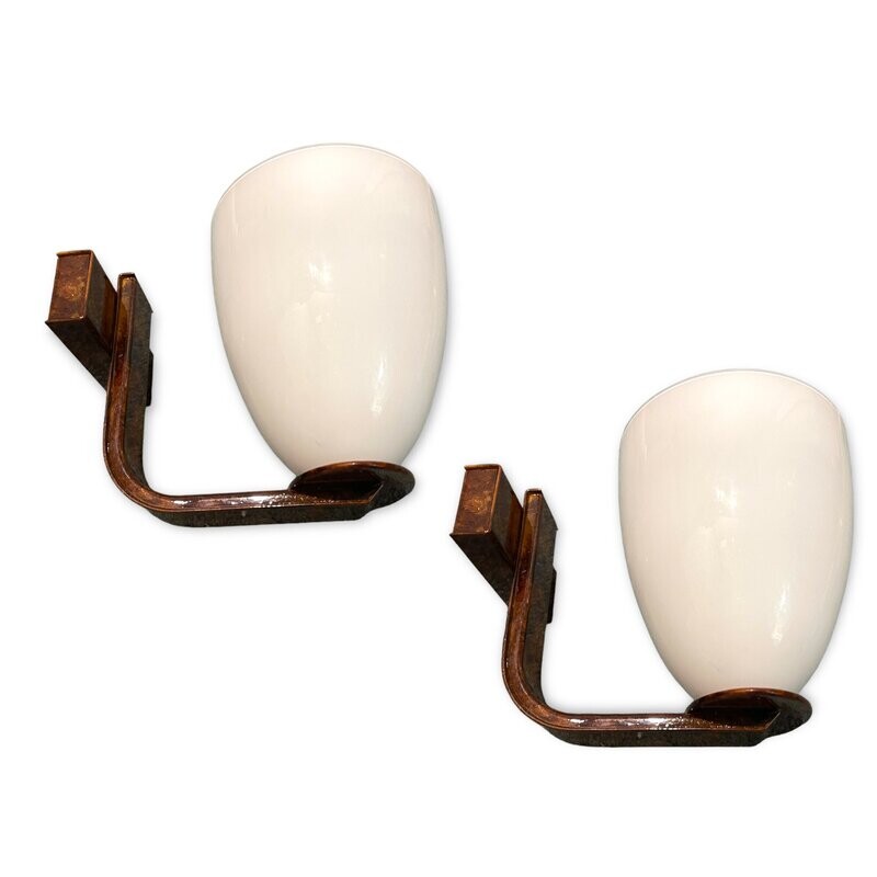 Italian Opaline Glass Sconces, Set of 2