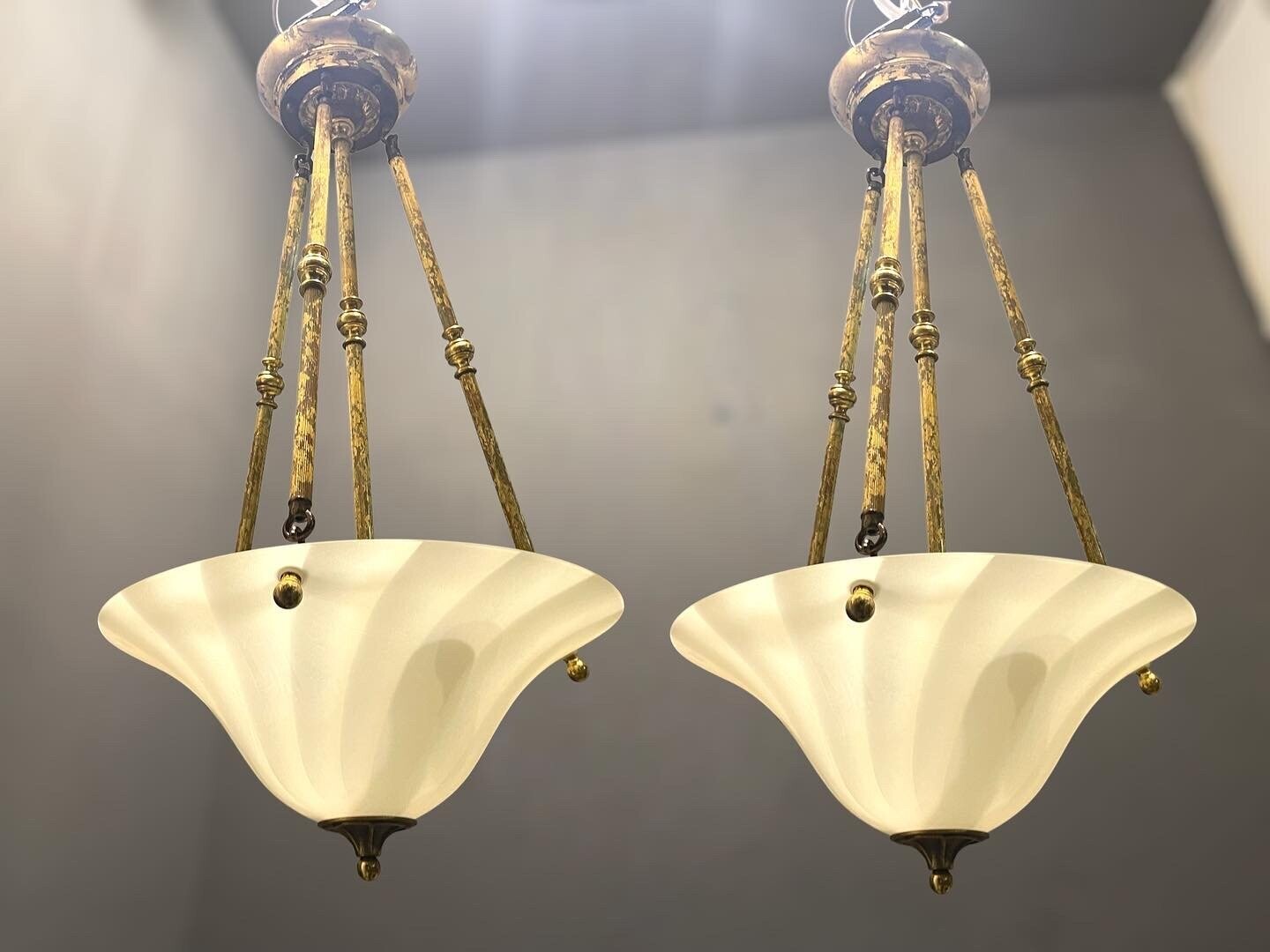 Italian Murano Glass Light Pendants, 1980s, Set of 2