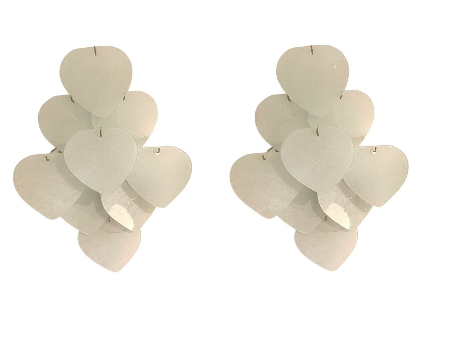 Heart Shaped Glass Sconces, 1980s, Set of 2