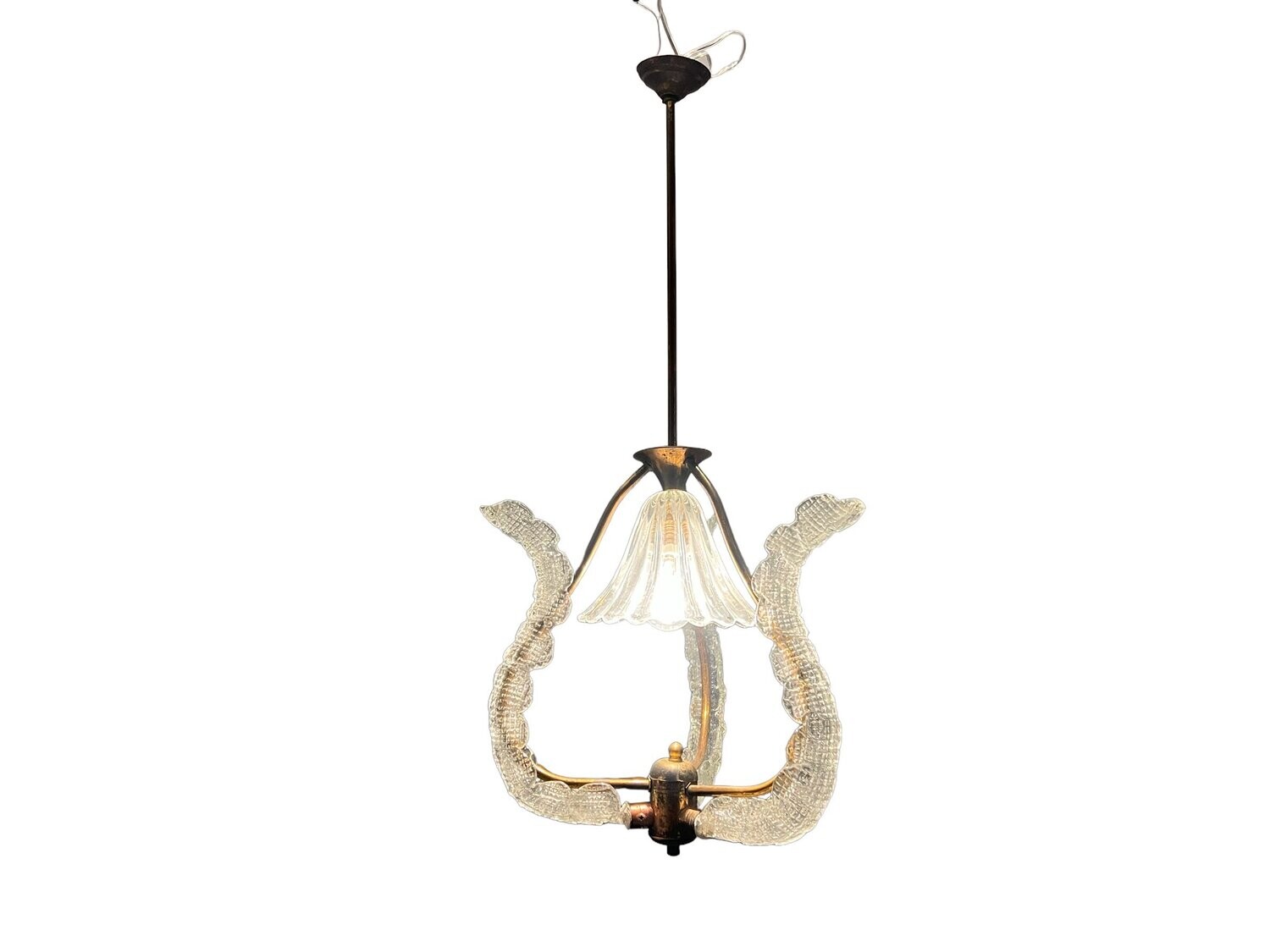 Barovier Italian Murano Glass Light Pendant by Ercole Barovier, 1940s