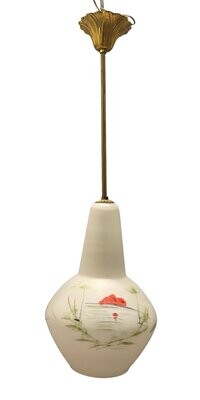 Vintage Italian Opaline Glass Pendant Light, 1950s