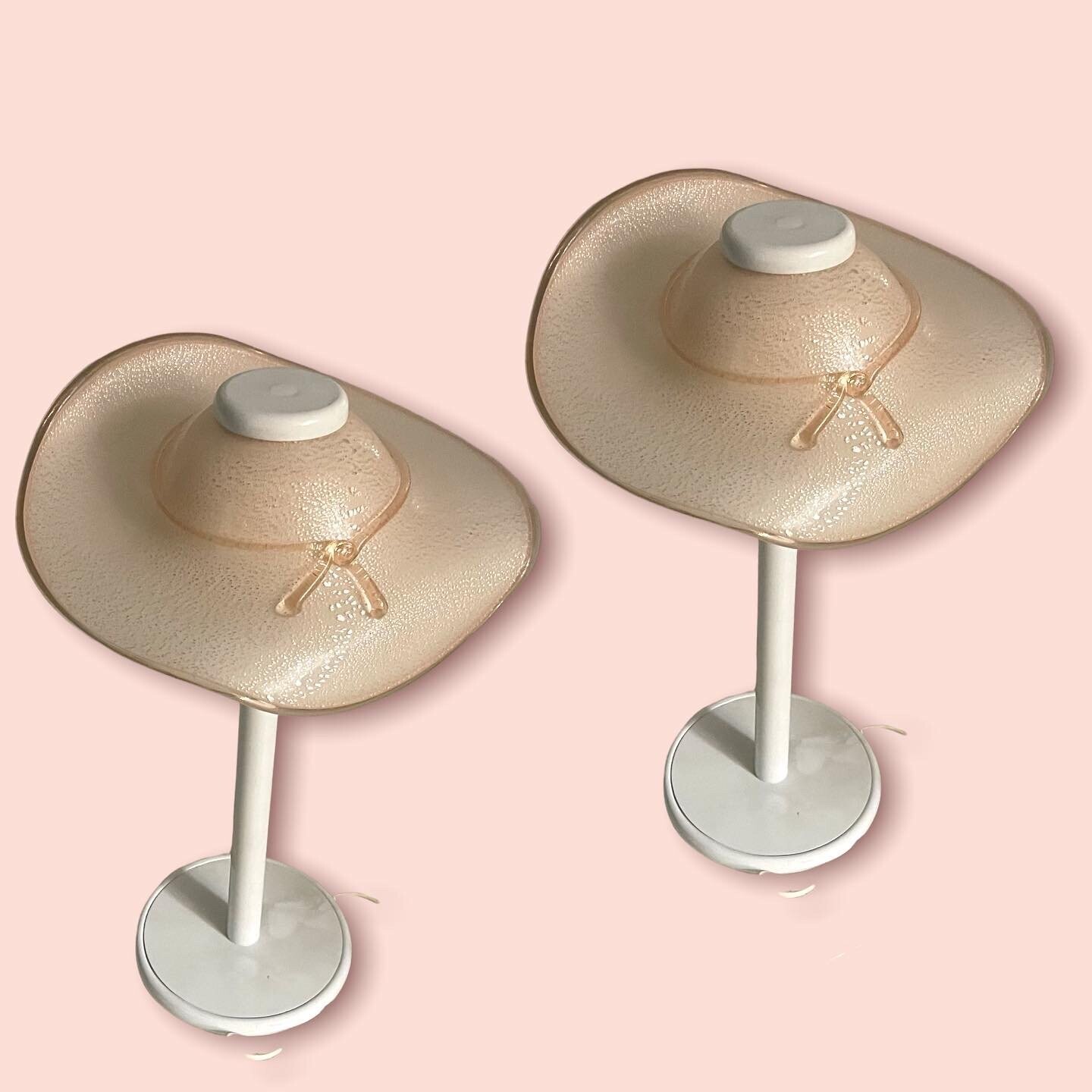 Mid-Century Italian Murano Glass Table Lamps, Set of 2