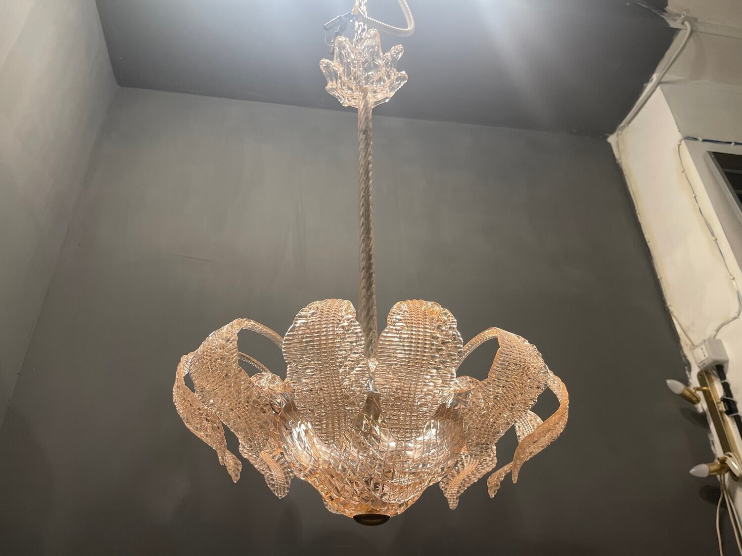 Pink Murano Glass Pendant Lamp from Barovier