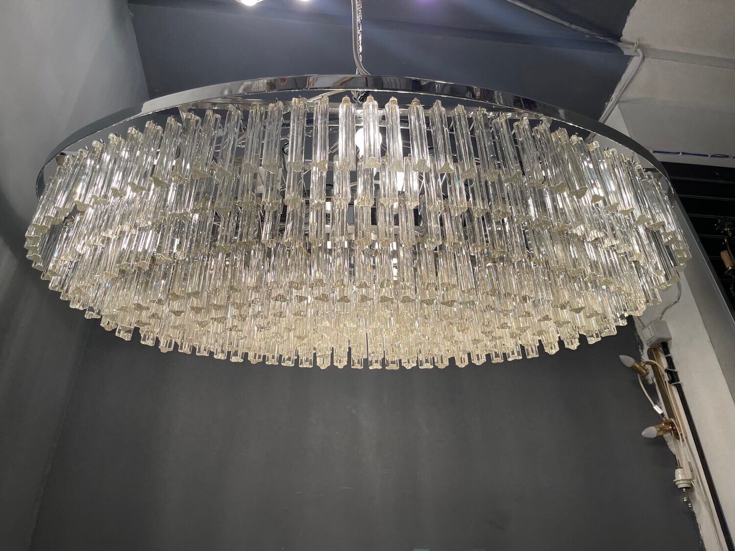 Large Murano Glass Prism Triedri Chandelier