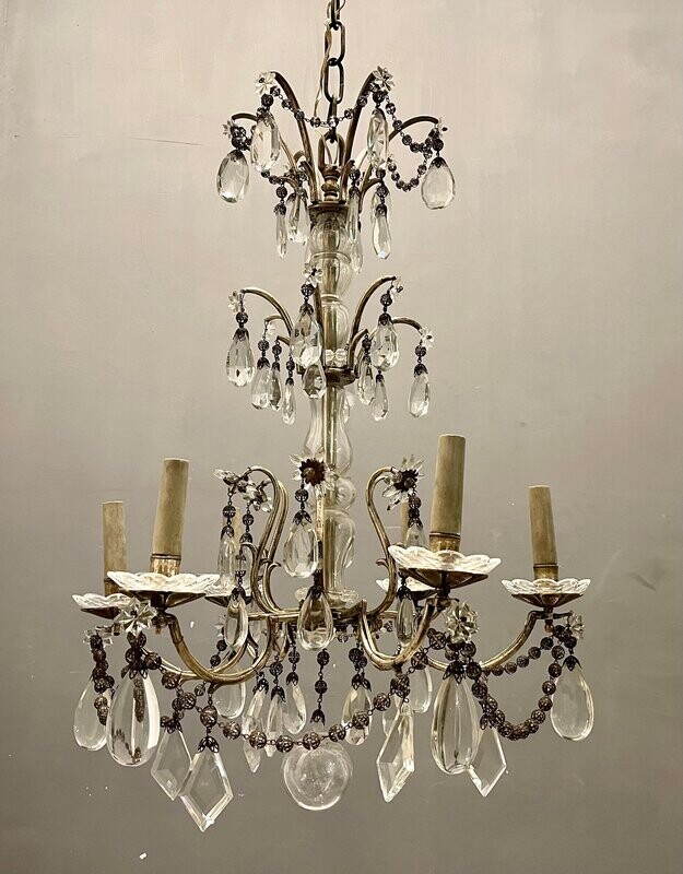 Italian Silver Crystal Chandelier, 1940s