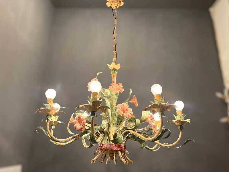 Italian Flower Tole Chandelier