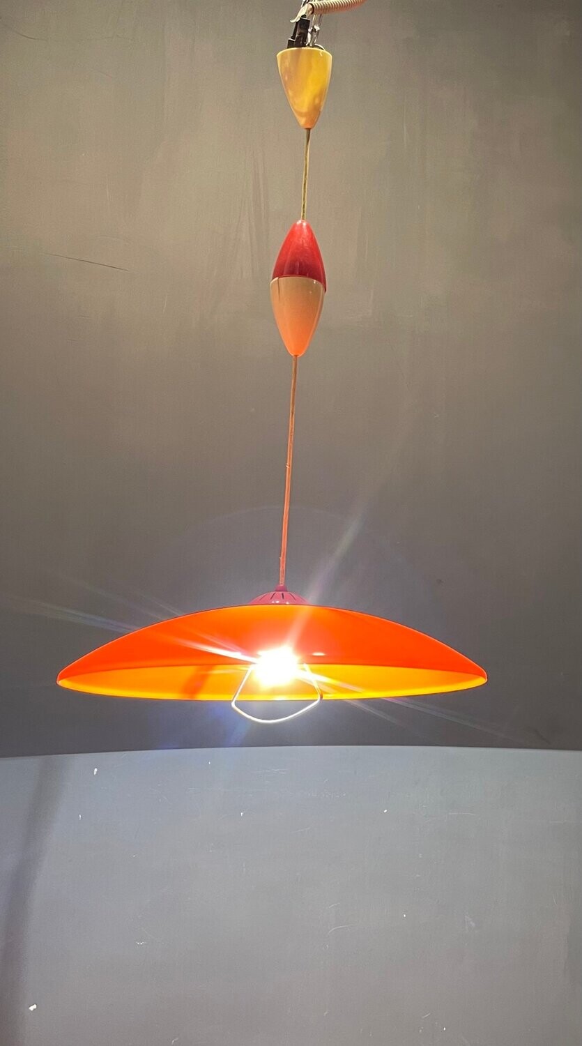 Mid-Century Italian Orange Plastic Light Pendant