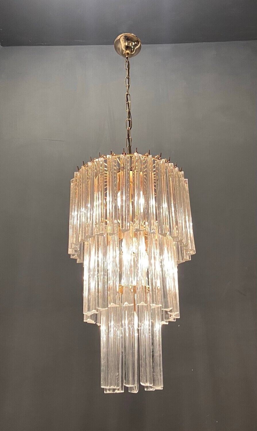 Italian Murano Glass Triedri Prism Chandelier