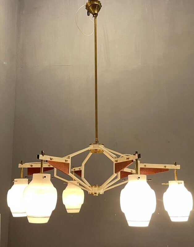 Italian Geometric Chandelier from Stilnovo, 1950s