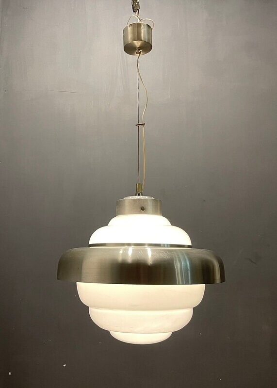 Large Mid-Century Opaline Glass Light Pendant
