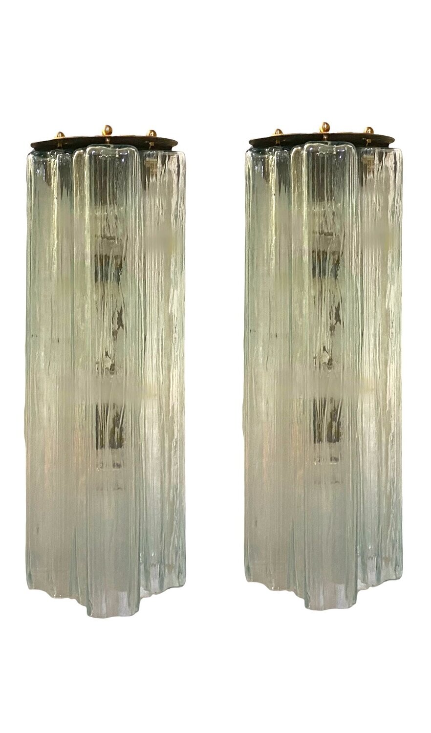 Italian Murano Glass Tube Sconces, Set of 2