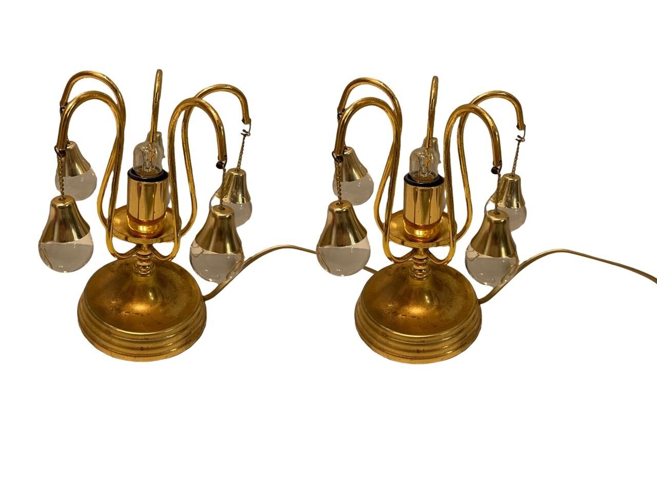 Brass Crystal Table Lamps, Set of 2