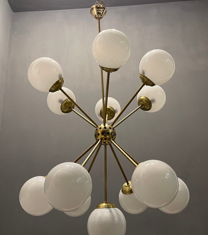 Sputnik Opaline Glass Chandelier 13 Lights