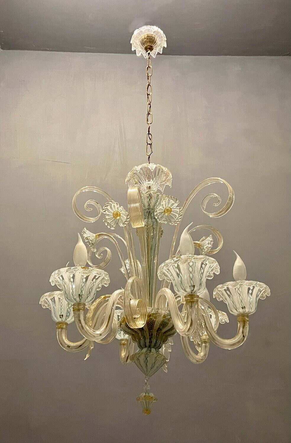 Venetian Murano Art Glass Chandelier from Venini