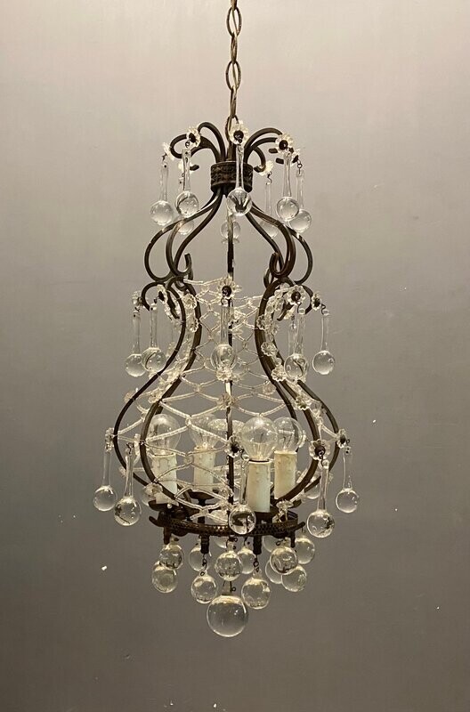 Vintage Italian Light Pendant with Murano Glass Drops