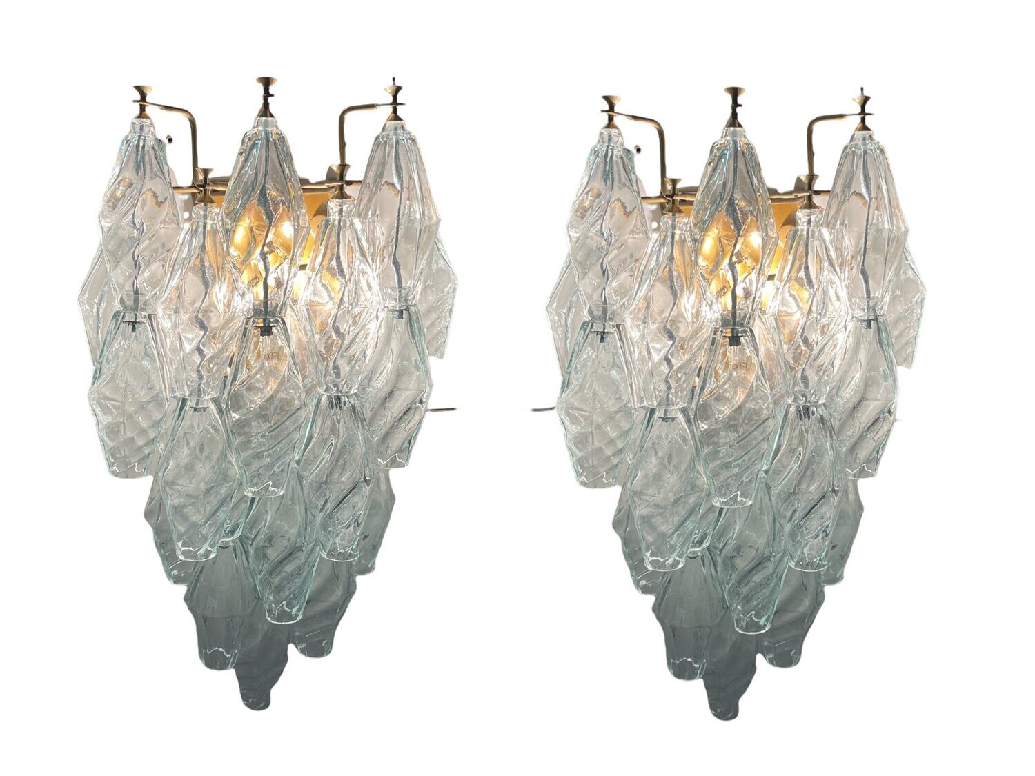 Italian Murano Glass Polygon Sconces, Set of 2