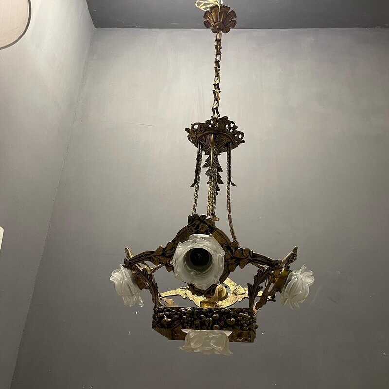 Italian Liberty Gold Gilded Chandelier
