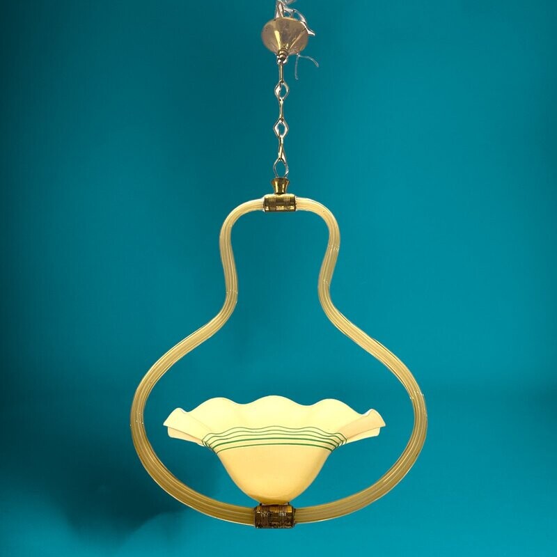Yellow Italian Murano Glass Pendant Light