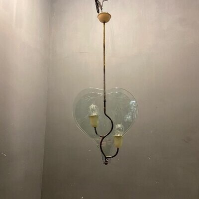Italian Light Pendant in Etched Glass by Pietro Chiesa