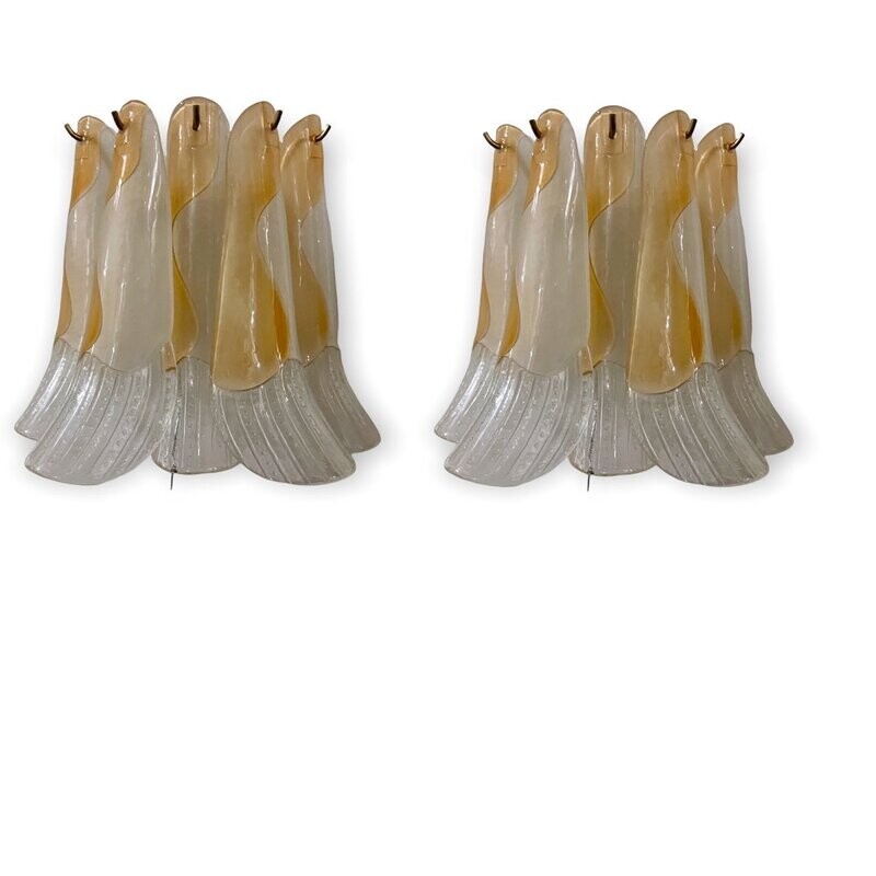 Mid-Century Italian Murano Glass Wall Lights, Set of 2