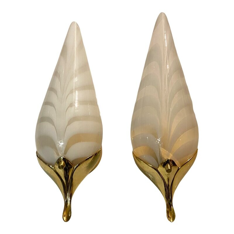 Italian Murano Glass Wall Lights, Set of 2